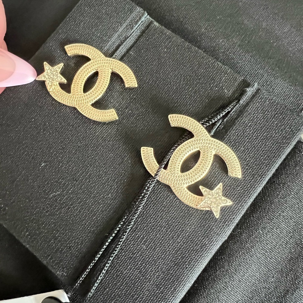 Chanel Gold Earrings with Star Accent